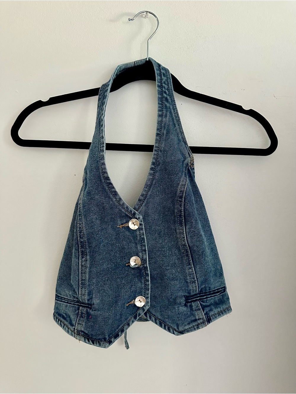 Denim Halter Vest with Button Front Vintage